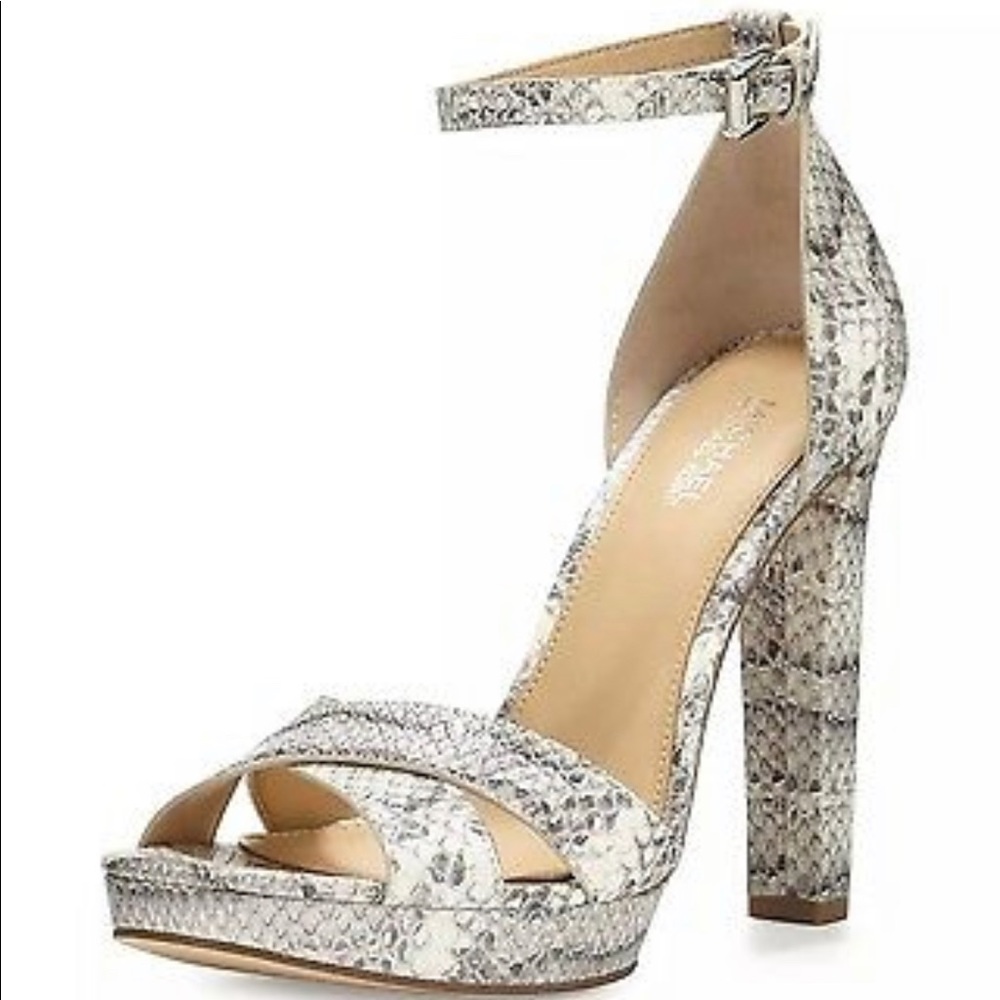 MICHAEL Michael Kors Divia Grey Snakeskin Heels 9